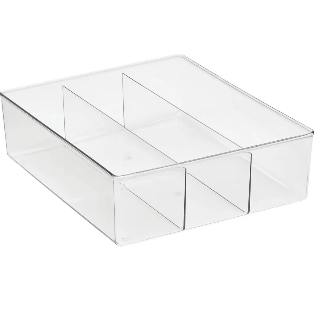 Plastic 3 Compartment Divided Drawer and Closet Storage Organizer
